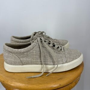 Vince Women's Belford cream tan Woven classic sneaker 7.5